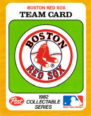 1982 Post Cereal Team Card #NNO Boston Red Sox Front