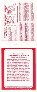 1982 Post Cereal Team Card #NNO California Angels Back