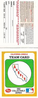 1982 Post Cereal Team Card #NNO California Angels Front