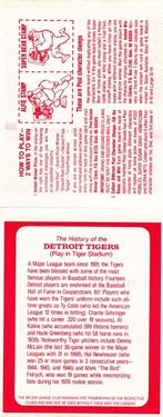 1982 Post Cereal Team Card #NNO Detroit Tigers Back