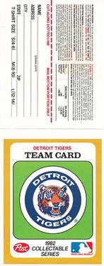 1982 Post Cereal Team Card #NNO Detroit Tigers Front