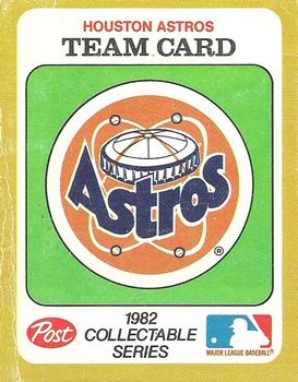 1982 Post Cereal Team Card #NNO Houston Astros Front