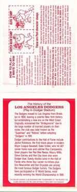 1982 Post Cereal Team Card #NNO Los Angeles Dodgers Back