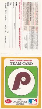 1982 Post Cereal Team Card #NNO Philadelphia Phillies Front