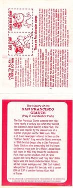 1982 Post Cereal Team Card #NNO San Francisco Giants Back