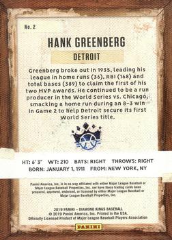 2019 Panini Diamond Kings - Framed Plum #2 Hank Greenberg Back