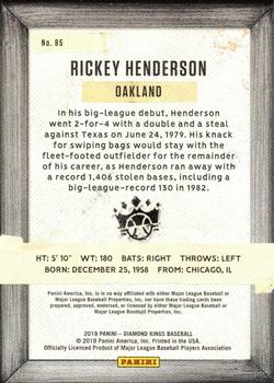 2019 Panini Diamond Kings - Framed Red #85b Rickey Henderson Back