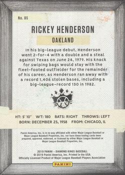 2019 Panini Diamond Kings - Artist's Proof #85 Rickey Henderson Back