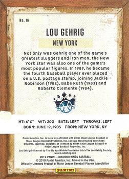 2019 Panini Diamond Kings - Artist's Proof Blue #16 Lou Gehrig Back