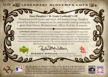 2005 SP Legendary Cuts - Glovemen Cuts #GL-ES Enos Slaughter Back