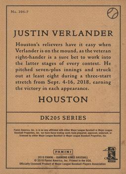 2019 Panini Diamond Kings - DK 205 #205-7 Justin Verlander Back
