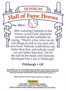 2019 Panini Diamond Kings - Hall of Fame Heroes #HH-3 Roberto Clemente Back