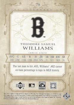 2005 SP Legendary Cuts - HoloFoil #78 Ted Williams Back