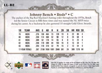 2005 SP Legendary Cuts - Lasting Legends #LL-BE Johnny Bench Back