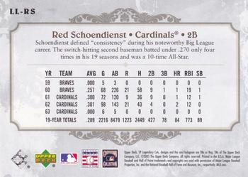 2005 SP Legendary Cuts - Lasting Legends Gold #LL-RS Red Schoendienst Back
