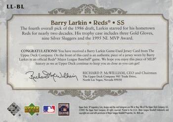 2005 SP Legendary Cuts - Lasting Legends Material #LL-BL Barry Larkin Back