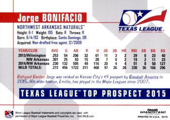 2015 Grandstand Texas League Top Prospects #NNO Jorge Bonifacio Back