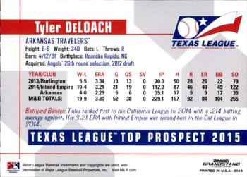 2015 Grandstand Texas League Top Prospects #NNO Tyler DeLoach Back