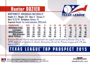 2015 Grandstand Texas League Top Prospects #NNO Hunter Dozier Back