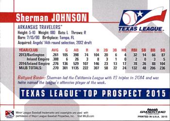 2015 Grandstand Texas League Top Prospects #NNO Sherman Johnson Back