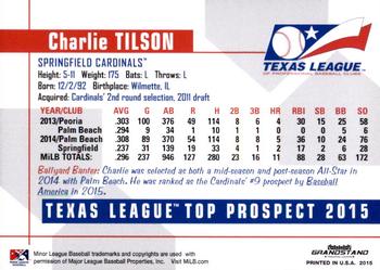 2015 Grandstand Texas League Top Prospects #NNO Charlie Tilson Back