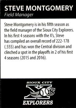 2018 Sioux City Explorers #NNO Steve Montgomery Back