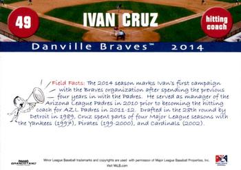 2014 Grandstand Danville Braves #NNO Ivan Cruz Back