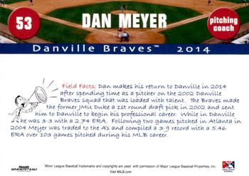 2014 Grandstand Danville Braves #NNO Dan Meyer Back