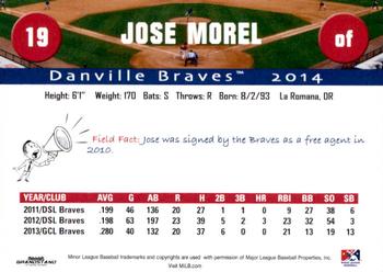 2014 Grandstand Danville Braves #NNO Jose Morel Back