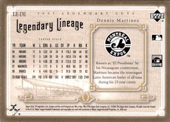 2005 SP Legendary Cuts - Legendary Lineage #LE-DE Dennis Martinez Back