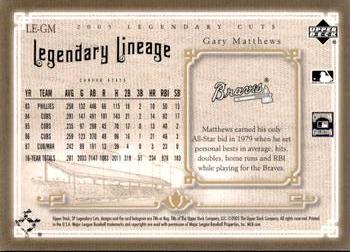 2005 SP Legendary Cuts - Legendary Lineage #LE-GM Gary Matthews Back