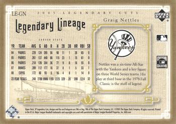 2005 SP Legendary Cuts - Legendary Lineage #LE-GN Graig Nettles Back