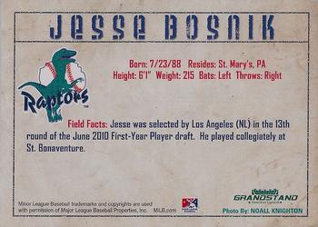 2010 Grandstand Ogden Raptors #NNO Jesse Bosnik Back