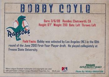 2010 Grandstand Ogden Raptors #NNO Bobby Coyle Back
