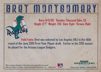 2010 Grandstand Ogden Raptors #NNO Bret Montgomery Back