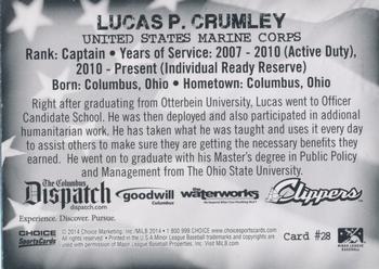 2014 Choice Columbus Clippers Military All-Stars #28 Lucas P. Crumley Back