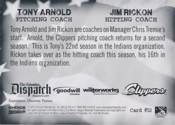 2014 Choice Columbus Clippers Military All-Stars #52 Tony Arnold / Jim Rickon Back