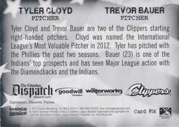 2014 Choice Columbus Clippers Military All-Stars #56 Tyler Cloyd / Trevor Bauer Back