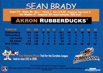 2018 Grandstand Akron RubberDucks #NNO Sean Brady Back