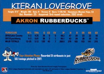 2018 Grandstand Akron RubberDucks #NNO Kieran Lovegrove Back