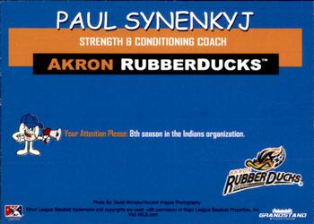 2018 Grandstand Akron RubberDucks #NNO Paul Synenkyj Back