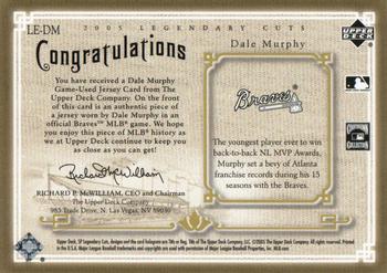 2005 SP Legendary Cuts - Legendary Lineage Material #LE-DM Dale Murphy Back