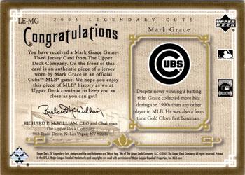 2005 SP Legendary Cuts - Legendary Lineage Material #LE-MG Mark Grace Back