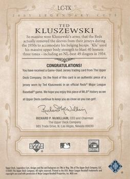 2005 SP Legendary Cuts - Material #LC-TK Ted Kluszewski Back