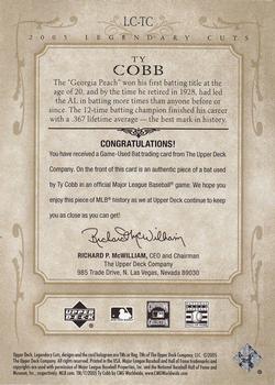 2005 SP Legendary Cuts - Material #LC-TC Ty Cobb Back