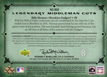 2005 SP Legendary Cuts - Middlemen Cuts #MI-BH Billy Herman Back