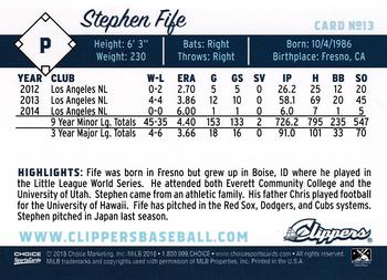 2018 Choice Columbus Clippers #13 Stephen Fife Back