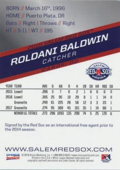 2018 Choice Salem Red Sox #02 Roldani Baldwin Back