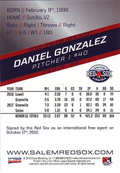 2018 Choice Salem Red Sox #06 Daniel Gonzalez Back