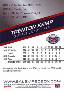 2018 Choice Salem Red Sox #11 Trenton Kemp Back